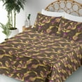 thumbnail image 3 of Ambesonne Plum Flowers Fitted & Flat Sheet with Sham 3 Pcs Set, Vintage Dreamy Floral, Twin XL, Mustard Purple Umber, 3 of 5