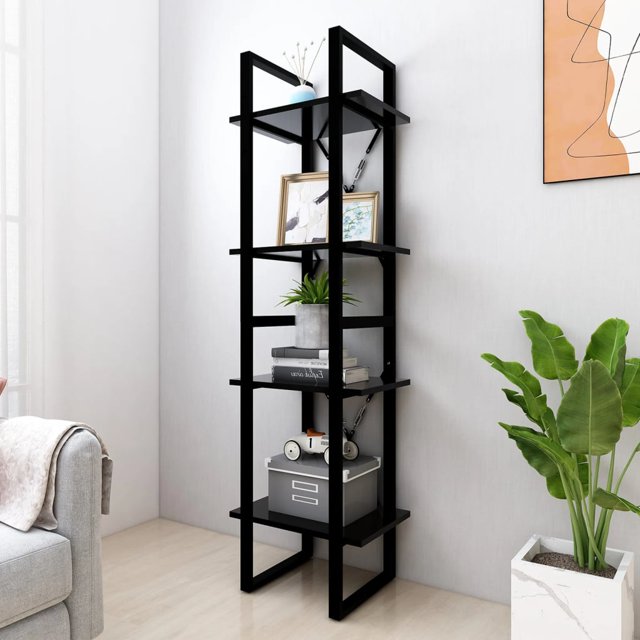 vidaXL 4-Tier Book Cabinet Black 40x30x140 cm Engineered Wood