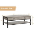 thumbnail image 2 of M optimized Coffee Table with Drawers 41" Large Center Table with Storage Rectangular Cocktail Table Mid Century Wooden Coffee Tables Retro Living Room Table Vintage Tea Table, 2 of 7