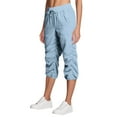 thumbnail image 5 of Capri Cargo Pants for Women High Waist Casual Loose Fit Work Capris Lightweight Quick Dry Hiking Joggers Crop Pants Light Blue S, 5 of 6