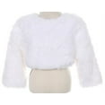 thumbnail image 4 of Little Girls White Faux Fur Pearl Button Special Occasion Shrug White Size 4, 4 of 4