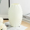 thumbnail image 4 of Plastic Vase for Flowers – Modern Ribbed Textured Flower Vase for Home Decor, Pampas Grass, Decorative, Farmhouse, Coffee Table White, 4 of 7