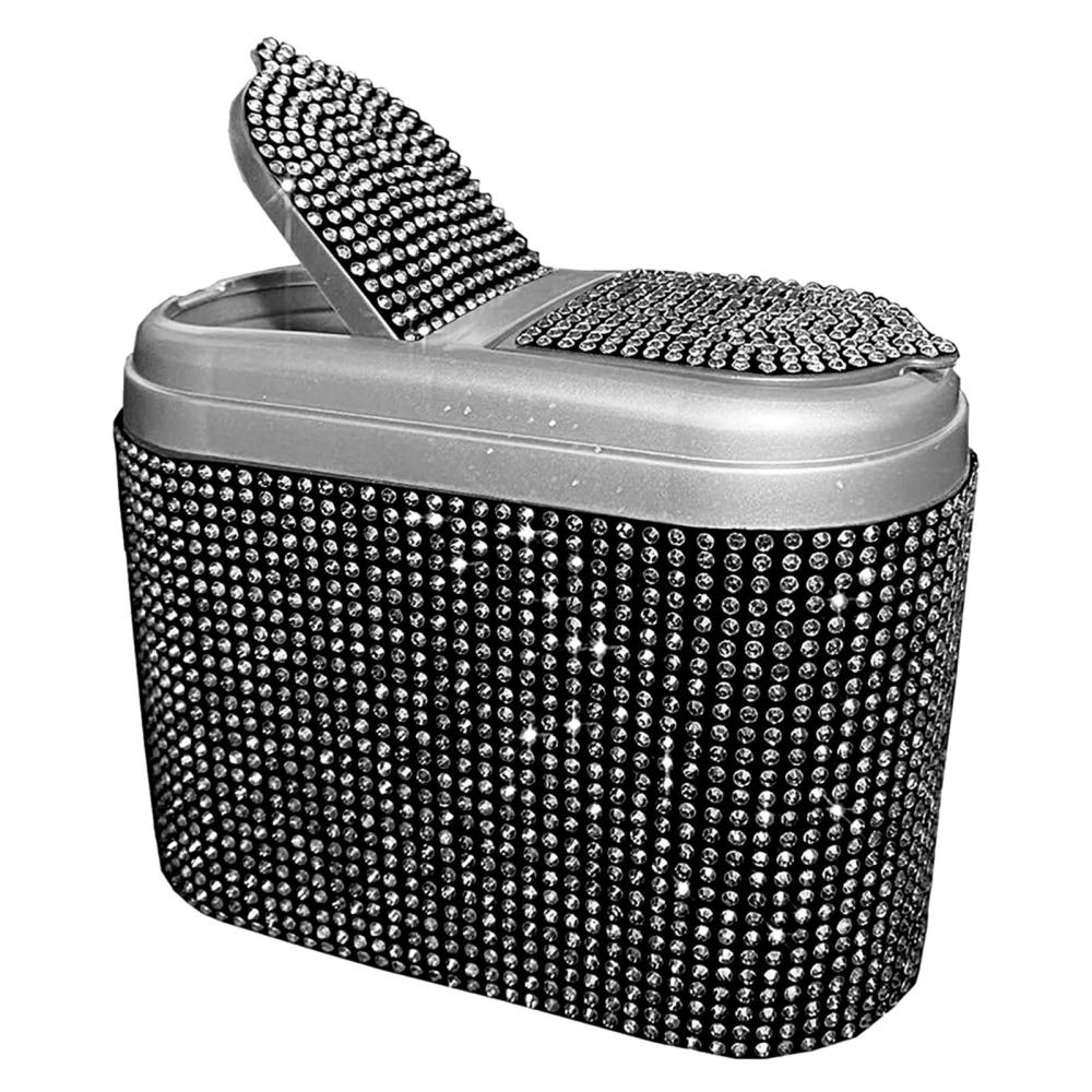 Car DustbinSmall Bling Seat Back Dust Container Auto Trash Box