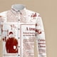 thumbnail image 3 of Camisa de periódico de manga larga Camisa informal con botones y cuello unisex para uso diario en la oficina de fin de semana, 3 of 5