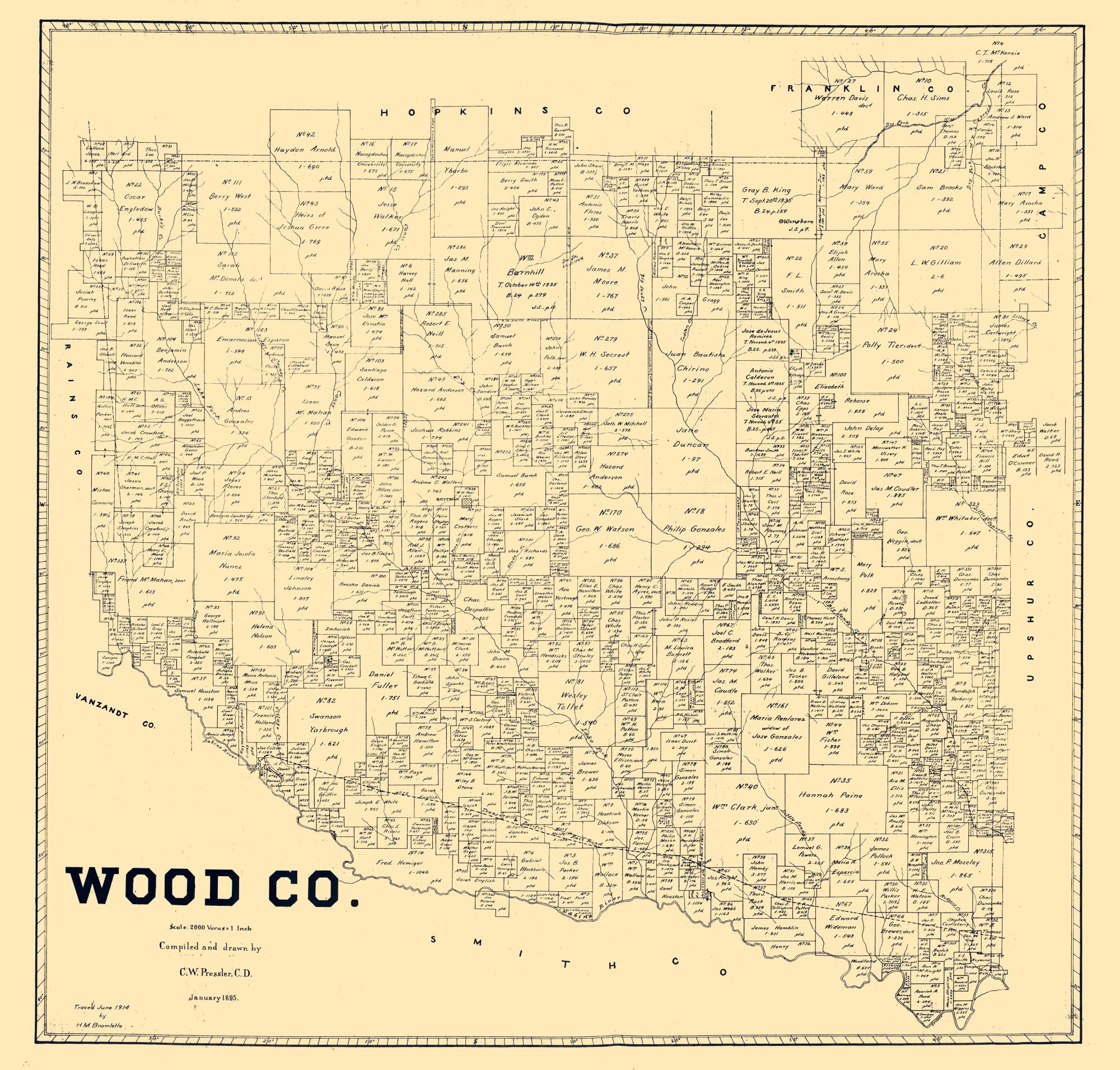 Wood County Texas Pressler 1895 24.09 x 23