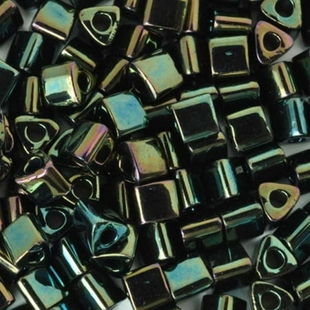 - Size 8 Toho Triangle Beads, Metallic Iris Green Brown (1 ounce)
