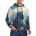 thumbnail image 2 of Wukai Astronaut Contemplating Planet Print Men Hoodies Fleece Sweatshirts Long Sleeve Sweaters Pullover Fall Outfits Winter Clothes-Small, 2 of 7