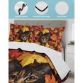thumbnail image 3 of Fall Queen Size Down Alternative Comforter, Lightweight Comforter Quilt Bedding Set with Pillow Shams Thanksgiving Rustic Cat Orange Red Maple Leaf All Seasons Bed Comforter Duvet Insert 90"x96", 3 of 6
