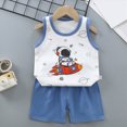 thumbnail image 6 of Toddler Boy Summer Outfits Baby Boys Cloting Set Cartoon Outfit Chef Dog Print Sleeveless Top Striped Shorts Kids Casual Summer Set, 6 of 7