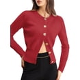 thumbnail image 3 of Cardigan for Women Spring Long Sleeve Button Down Work Office Sweaters Cute Winter Jacket Red S, 3 of 9