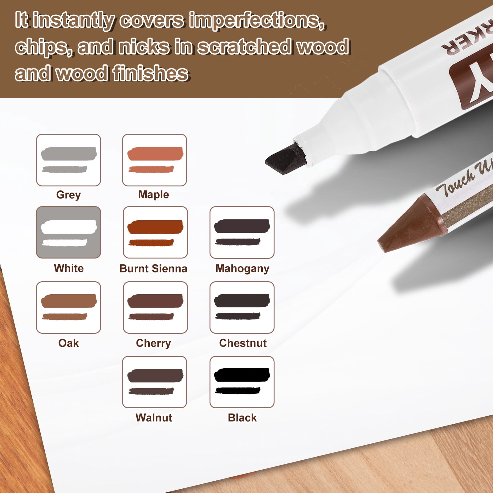 Uxcell Furniture Repair Kit Wood Markers, Set of 17 Oil Based Paint Markers and Wax Sticks with Sharpener Kit for Scratches, Wood Floors