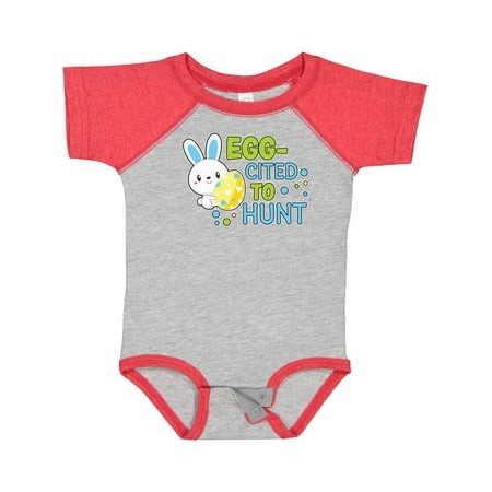 

Inktastic Eggcited to Hunt with Bunny Holding Easter Egg Gift Baby Boy Bodysuit