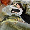 thumbnail image 4 of Manfei Pike Fish Twin Bedding Sets 7pcs, Hunting and Fishing Bedding Comforter Set, Rustic Lake House Sheet Sets, Lightweight Room Decor, 4 of 8