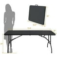 thumbnail image 2 of Garvee 6' Folding Table, Adjustable Height Plastic Table, Lightweight Camping Foldable Table for Dining, BBQs, Picnic, Party, Black, 2 of 9