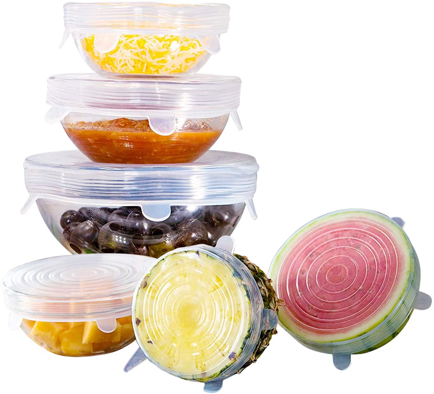 Stretch Lids Silicone Food Storage Container Lids - Reusable Premium  24-Pack - Leak-Proof & Eco-Friendly Covers for Fresh Food Storage in  Plastic