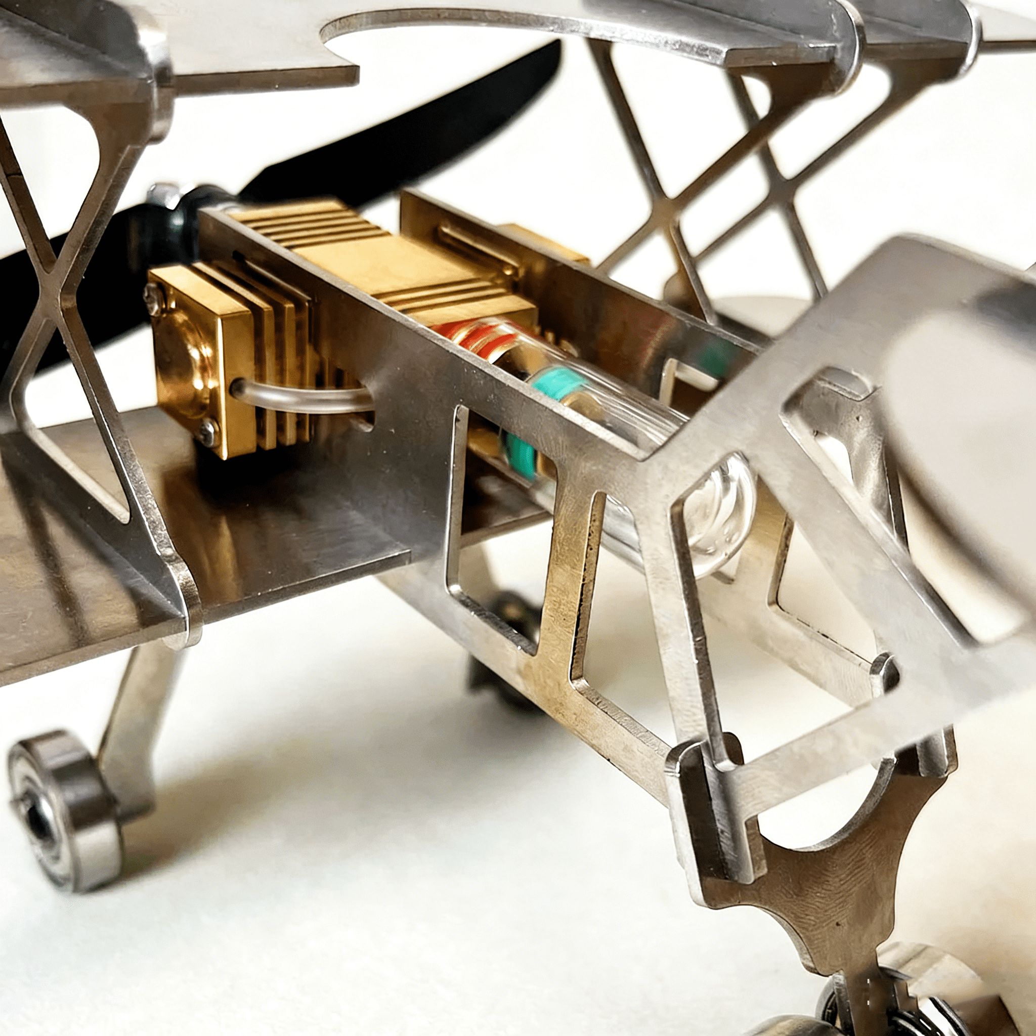 Stirling Engine Aircraft Model Kit – Upgraded Mini Stirling Engine with Metal Airplane Frame, Heat Powered Desktop Engine Model, Educational Physics Experiment Kit for Adults & Collectors