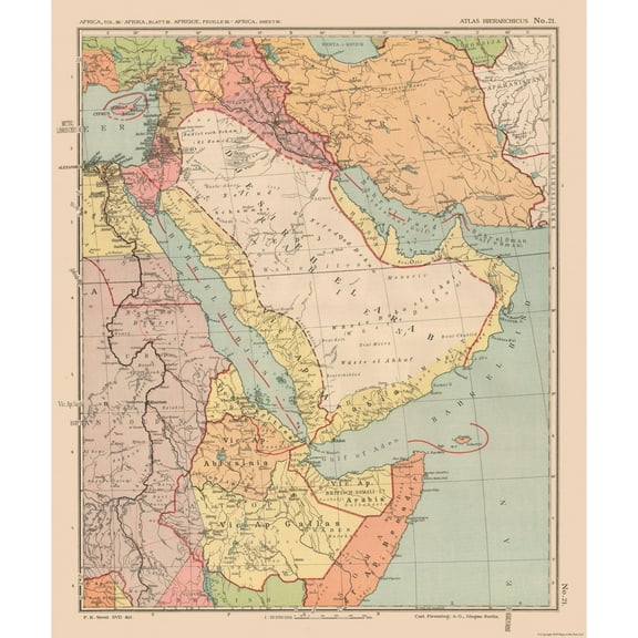 Historic Map - Middle East Africa - Streit 1913 - Vintage Wall Art