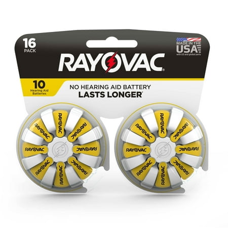 Rayovac Size 10 Hearing Aid Batteries, 16-Pack