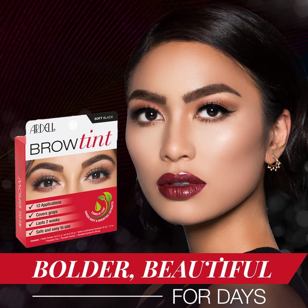 Ardell Eyebrow Tint Kit, Semi-Permanent Eyebrow Dye with Natural Extracts, Soft Black