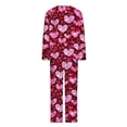 thumbnail image 5 of Rciityk Valentines Pjs Sets for Woman Cute Heart Print Long Sleeve Crew Neck Top with Pant Pajama Sets Lounges Ladies Pajamas Sets, 5 of 6