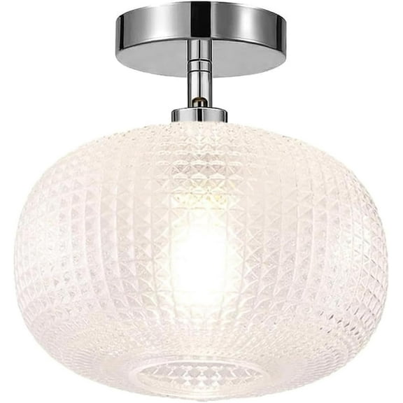 Semi Flush Mount Ceiling Light Fixture,Hallway Light Fixture,Globe Glass Ceiling Light,Vintage Light Fixtures,Bathroom Light Fixture,Hanging Light for Porch Bedroom Entryway Kitchen