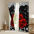 thumbnail image 3 of Feelyou Romantic Red Rose Black Out Curtains, Dreamy Sequin Print Grey Curtains Pack of 2 (42x63 Each), Couple Anniversary Theme Bedroom Curtains, Blackout Curtains Home Decor, 3 of 6