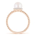 thumbnail image 2 of ANGARA Japanese Akoya Cultured Pearl Twisted Rope Shank Ring in 14K Rose Gold for Women | June Birthstone, Birthday, Anniversary, Jewelry Gift for Women | Pearl Ring, 2 of 11