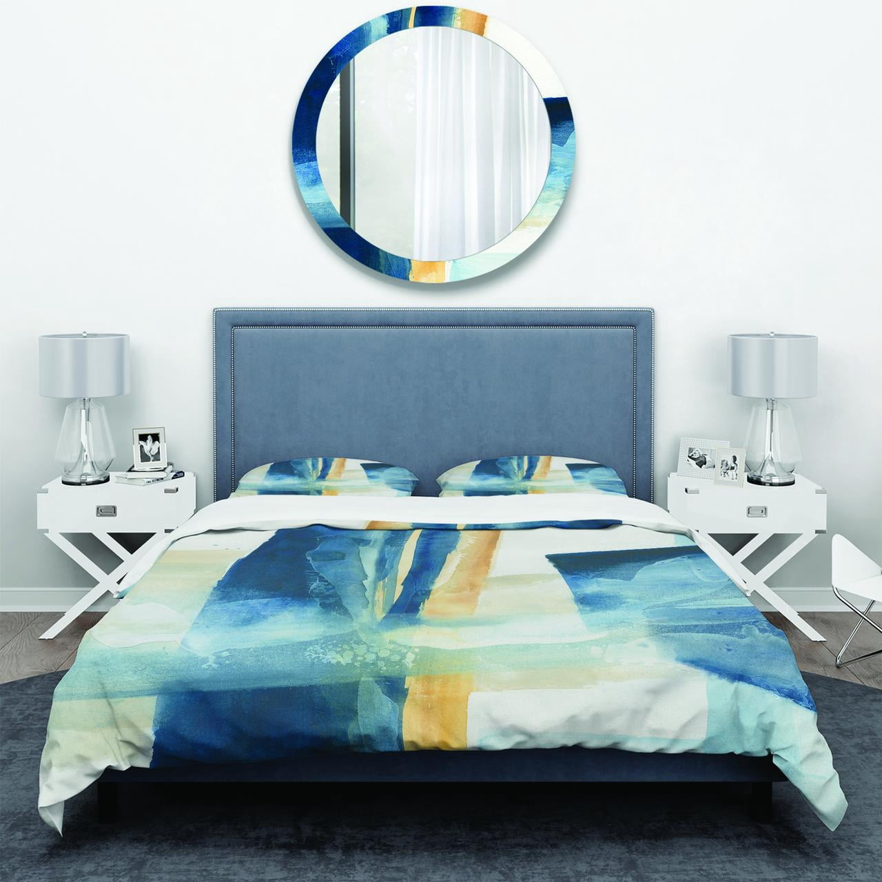 Designart 'Indigo Panel IV' Geometric Duvet Cover Set