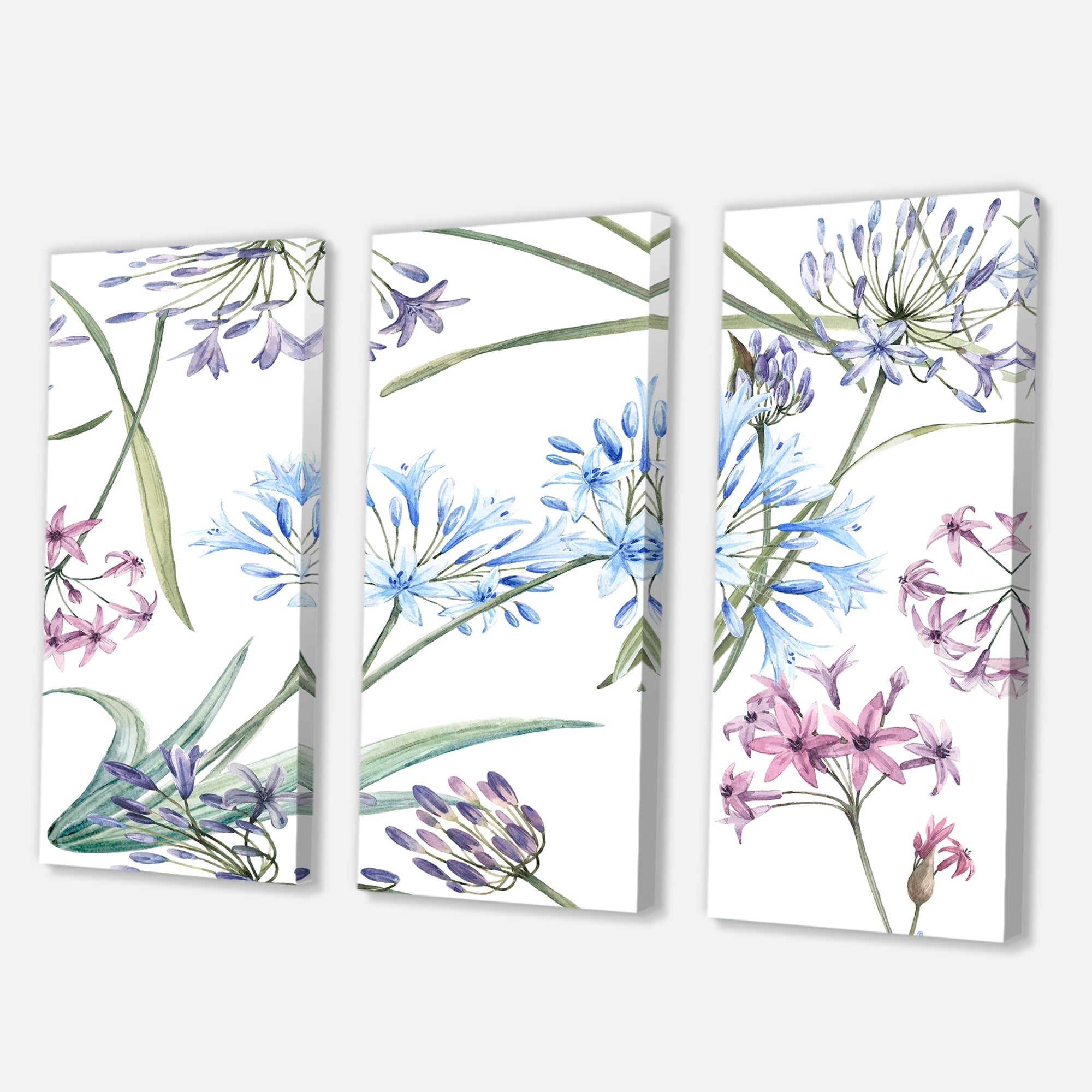 Designart ' Vibrant Summer Wildflowers On White II ' Traditional Canvas Wall Art Print