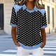 thumbnail image 1 of TaTaai Fashion Polka Dot Women Top Waffle Knit Loose Fit Crew Neck Casual Lapel Unpositioned Dot Soft Breathable Daily Lounge Street Wear T Shirt Gift, 1 of 5
