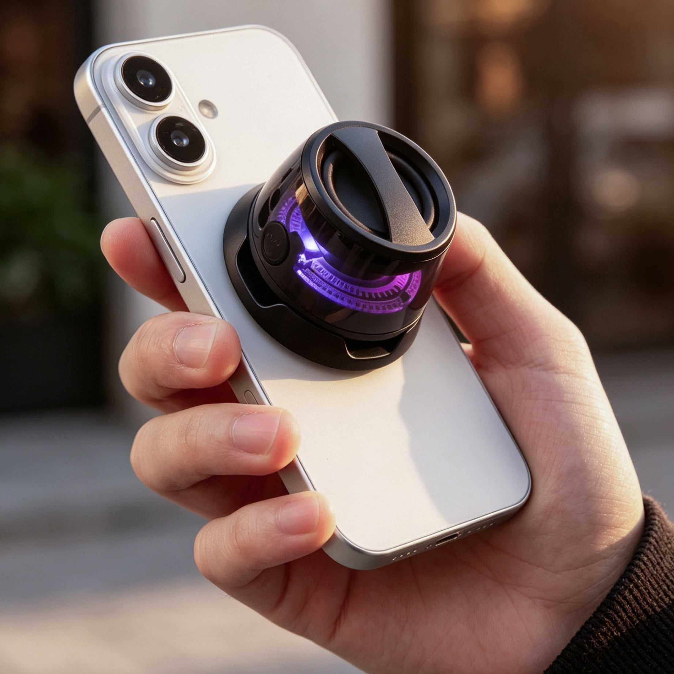 ZSOU Mini Magnetic Portable Wireless Speaker with LED Lights, Black