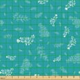 thumbnail image 2 of Ambesonne Aqua Fabric by the Yard Upholstery, Simplified Scattered Leaves, 10 Yards, Dark Seafoam and Sea Blue, 2 of 5