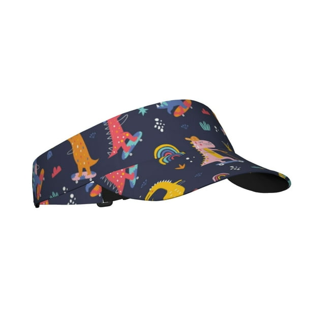 Fotbe Cartoon Dinosaur Scooter Sport Blue Visera Deportiva con Diseño, Gorra Abierta Ajustable de Algodón para Mujer y Hombre