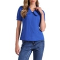 thumbnail image 1 of BLUSA CHIC PARA MUJER CON CUELLO PETER PAN Y MANGAS CORTAS ABULLONADAS CAMISA RETRO XS AZUL REAL, 1 of 6