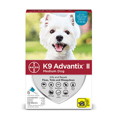 K9 Advantix II Flea and Tick Treatment for Medium Dogs, 6 Monthly
