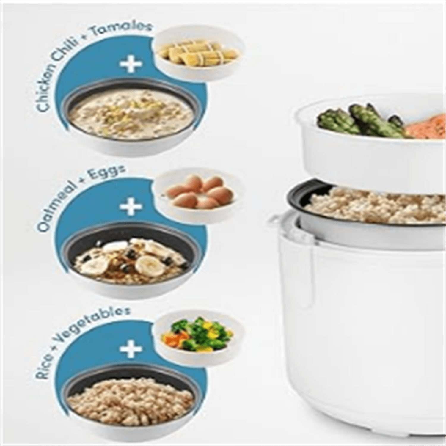 Housewares 8-Cup (Cooked) (4-Cup UNCOOKED) Digital Rice Cooker and Food Steamer White