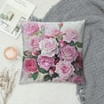 thumbnail image 2 of JRXY Throw Pillow Covers, Floral Decorative Cushion Flower Pillow Cases, Pink Rose Pillow Cases for for Summer Spring Wedding White, 2 of 5