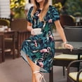 thumbnail image 3 of Easygdp Flamingos And Birds para Vestido Transpirable de Mujer, Vestido Suelto de Manga Corta con Pliegues y Bolsillos para el Verano, 3 of 6