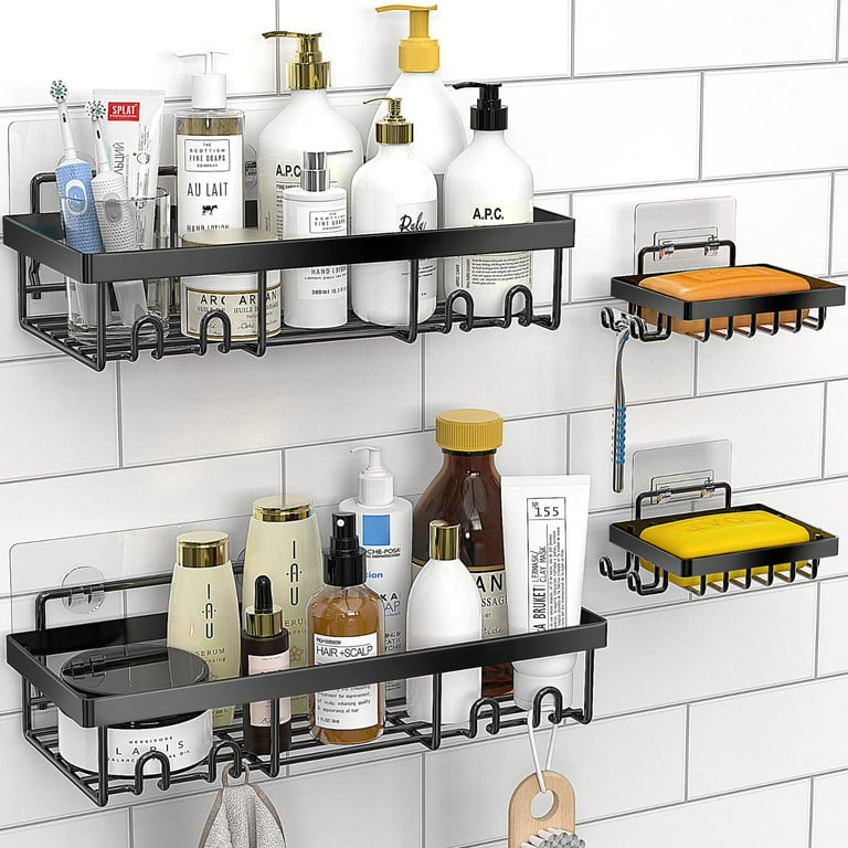 Bathroom Shelf Shower Corner Wall Mount Shampoo Storage Holder with Suction  Cup No Drilling Kitchen Storage Bathroom Accessories