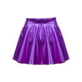 thumbnail image 2 of JanJean Girls Metallic Skater Skirt Athletic Shiny Holographic Flared Pleated Dance A-Line Mini Skort Purple 16, 2 of 7