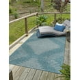thumbnail image 2 of Unique Loom Outdoor Modern Collection Area Rug - Tambor (4' x 6' Rectangle Light Aqua/Ivory), 2 of 11
