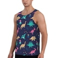 thumbnail image 2 of Fotbe Cartoon Dinosaur Pattern Men's Quick Dry Workout Tank Top Gym Muscle Tee Fitness Bodybuilding Sleeveless T Shirt Breathable Workout Shirt-Small, 2 of 9