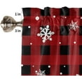 thumbnail image 6 of Christmas Snowman Kitchen Window Valance and Tier Set Winter Xmas Snowflake 3 Piece Rod Pocket Valances Tiers Curtain, Buffalo Gingham Short Curtains Small Windows Treatment for Bedroom/Cafe/Bathroom, 6 of 6