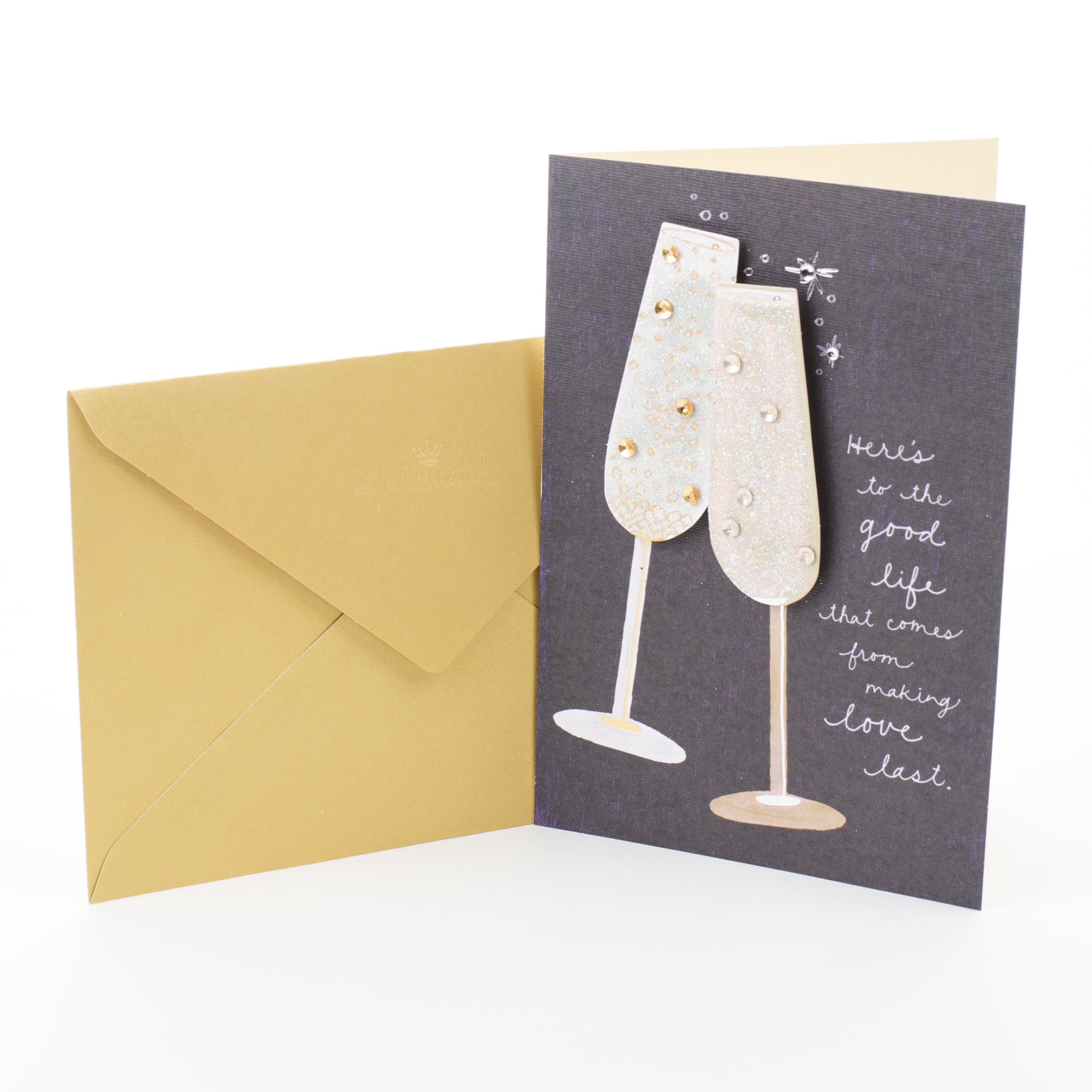 Hallmark Anniversary Card by Signature ~ Black Glitter Its Always Been You