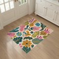 thumbnail image 3 of ODIKA 3'x5' Washable Accent Rug Pet Friendly, Non-Shedding Mat Multicolor Botanical Leaf Design Playful Floral Motif with Leafy for Bedside, Nursery Room, 3 of 7