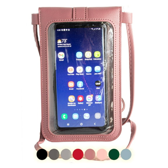 Touch Screen Crossbody Women Cell Phone Purse - Cross Body With Shoulder Strap Bag - RFID Wallet Keeps Cash, Credit Cards, Phone Screens Safe - Rose