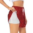 thumbnail image 2 of Haiem Red Glitter Women's 2 in 1 Running Shorts - Lightweight Athletic Workout Gym Yoga Breathable Sports Shorts Liner with Phone Pockets-XX-Large, 2 of 9