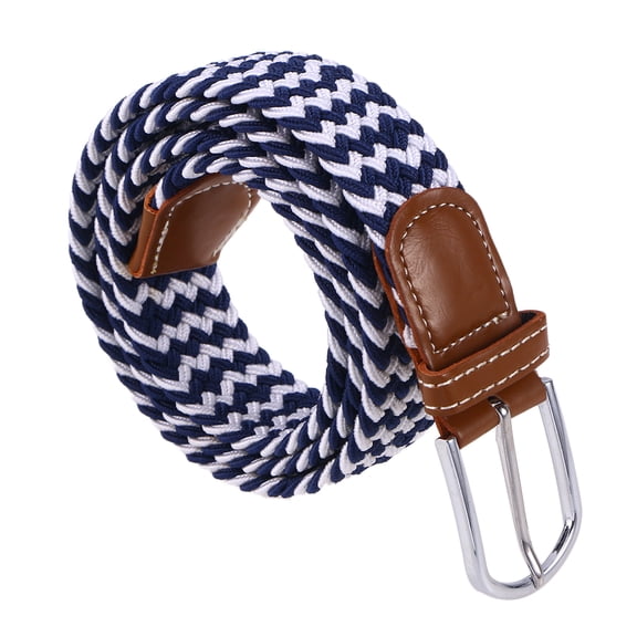 OUNONA Unisex Canvas Webbing Belt with Metal Buckle, Plain Woven Stretch Waist Strap in White