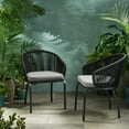 thumbnail image 3 of Olurrisa Black Woven Rope Chair Set of 2, Modern Outdoor Club Chair with Water-Resistant Cushions & Iron Frame, 3 of 8