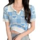 thumbnail image 4 of Tops de punto de verano para mujer, camisetas de punto de manga corta para mujer, camisetas de punto ajustadas de verano para mujer, camisetas de punto de manga corta para mujer, diseño de vanguardia, 4 of 9